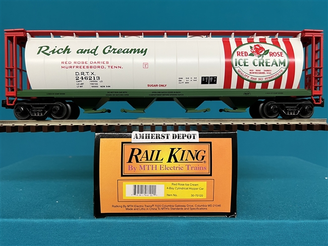 30-75120 Red Rose Ice Cream  Cylindrical Hopper Car MTH