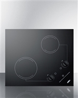 Summit CR2B121 21" Smoothtop Electric Cooktop 2 Burners Black 115 Volt Built In