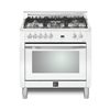 Lofra CURVA 36 Inch Range Freestanding Dual Fuel Oven 5 Brass Burners, 9 Cooking Modes,Convection White