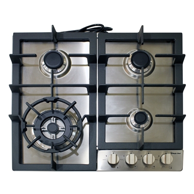 Magic Chef MCSCTG24S 24-Inch Gas Cooktop 4 Burners Stainless Steel
