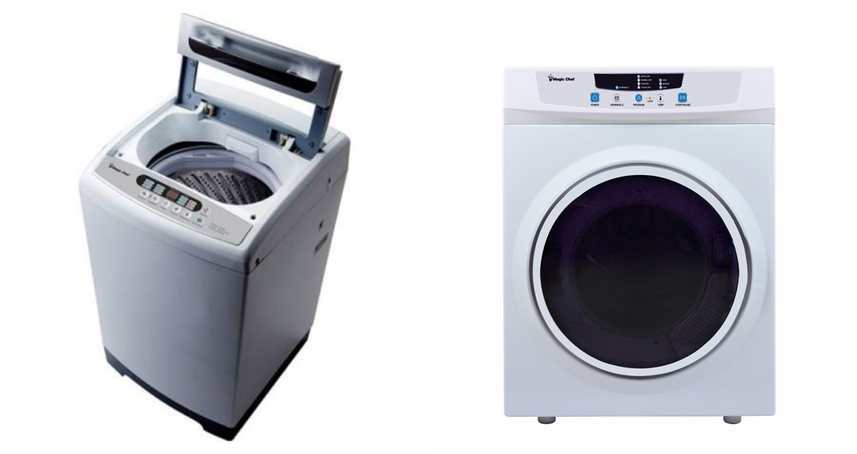 Magic Chef 2.1Cu Ft Compact Portable Washing Machine 3.5 Cu ft Dryer 2pc  Package