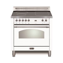 Lofra Dolcevita 30 Inch Induction Range Oven Freestanding, Convection,9 Cooking Modes, 4 Heating Zones,1 Bridge Zone, Power Boost, White Chrome Trim