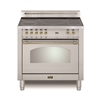 Lofra Dolcevita 36 Inch Induction Range Oven Freestanding, Convection,9 Cooking Modes, 5 Heating Zones,1 Bridge Zone, Power Boost, Stainless Steel Brass Trim
