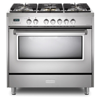 Verona Designer Series VDFSGE365SS 5.0 Cu. Ft 36 inch Dual Fuel Range Oven 2 Convection Fans 5 Sealed Brass Burners Stainless Steel