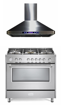 Verona Designer Series 36" All Gas Range Oven With Hood Package Stainless Steel