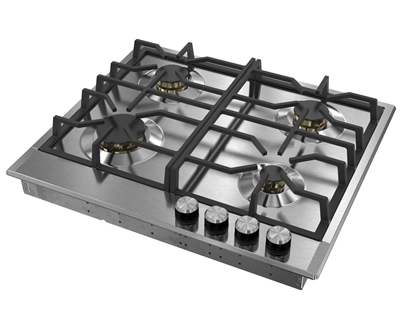 Verona Designer Series VDGCT424FSS 24 Inch Gas Cooktop with 4 Brass Sealed Burners, Continuous Grates Stainless Steel