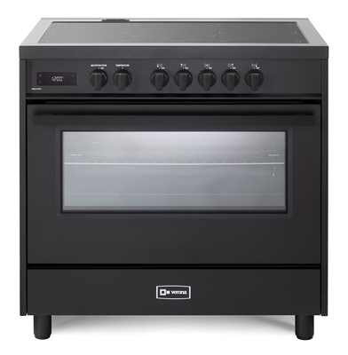 Verona Ultima Midnight Series VMFSIE365EE 36 Inch 5.0 cu.ft Freestanding Induction Range Oven Convection, With Griddle, Full Matte Black