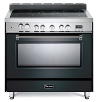 Verona Prestige Series VPFSEE365E 36 Inch Freestanding All Electric Range Oven 4 cu. ft. Convection, Black Ceramic Glass Cooktop Chrome Knobs and Handle Matte Black