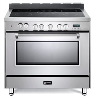 Verona Prestige Series VPFSEE365SS 36 Inch Freestanding All Electric Range Oven 4 cu. ft. Convection, Cooktop Chrome Knobs and Handle Stainless Steel