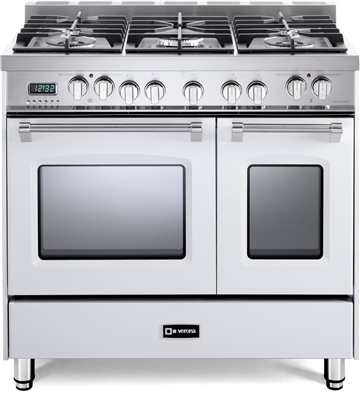 Verona Prestige Series VPFSGE365DW 36" Dual Fuel Range Convection Double Oven White