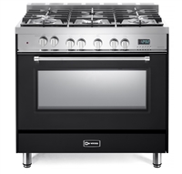 Verona Prestige Series VPFSGE365E 36" Dual Fuel Range Convection Oven Matte Black