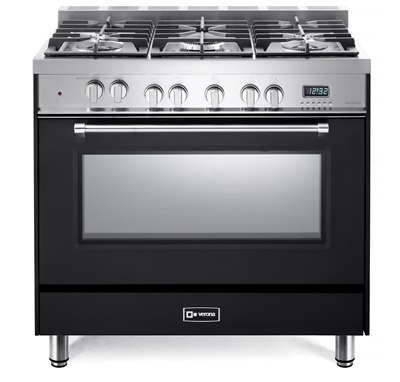 Verona Prestige Series VPFSGE365E 36" Dual Fuel Range Convection Oven Matte Black