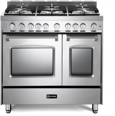 Verona Prestige Series VPFSGG365DSS 36" All Gas 5 Burner Double Oven Range Convection Stainless Steel