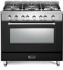 Verona Prestige Series VPFSGG365E 36" All Gas 5 Burner Range Convection Oven Matte Black