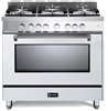 Verona Prestige Series VPFSGG365W 36" All Gas 5 Burner Range Convection Oven White