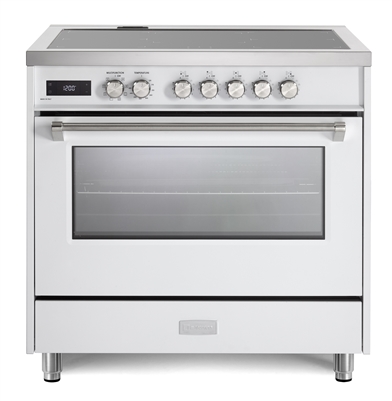 Verona Ultima Series VUFSIE365W 36 Inch 5.0 cu.ft Freestanding Induction Range Oven Convection, With Griddle, White