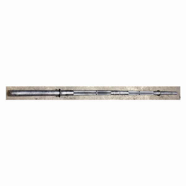 Knurled Axle Bar - Heavy-duty 2" diameter with strategic knurling for enhanced grip and control. 84" long with 15" plate loading space on each end.