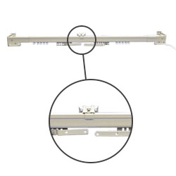 CENTER open, Traverse Rod, Super Heavy Duty, Split stack, 2-way Draw. Extendable from 48" to 156"