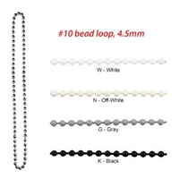 Plastic Bead Chain Loop, size #10. For Roman Shade, Roller Screen, RBC03P6W, FBC04P6W