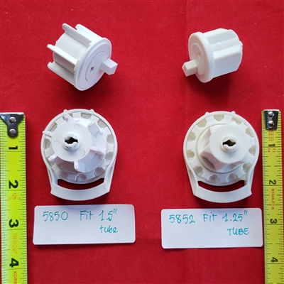 SET: SHORT Clutch + End Plug + Brackets for Roller Screen Shade.  L, Fit 1.5" tube OR 1.25" tube