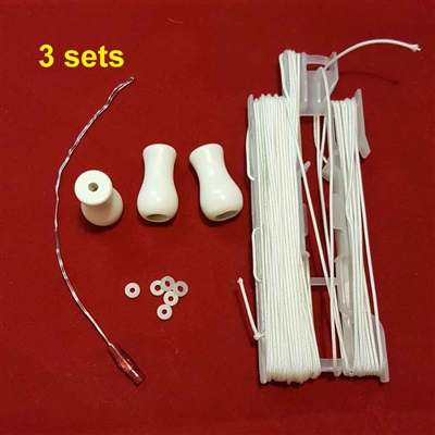 KIT: Restring pull cords for up to 4 Wood, Venetian, Mini Blind. 100ft, 10 tassel, 20 washer, 1 tool