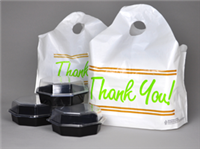 24 X 20 + 11 BG Printed "Thank You" Take Out Bag with Wave Top Handle 1.5 mil 250/cs| Prism Pak