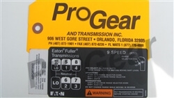 9 Speed Overdrive Shift Pattern Diagram. Eaton Fuller Transmission P/N: 20399