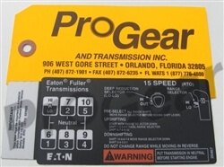 15 Speed Overdrive Shift Pattern Diagram. Eaton Fuller Transmission P/N: 20467