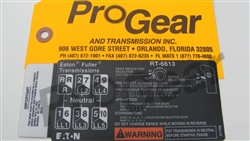 Eaton Fuller P/N: 21756 RT-6613 Transmission 13 Speed Shift Pattern Diagram