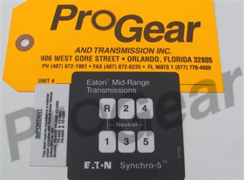 Eaton Fuller 5 Speed Transmission Shift Pattern Diagram P/N: P/N: 21789