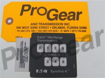 6 Speed Shift Pattern Diagram. Eaton Fuller Transmission P/N: 22387