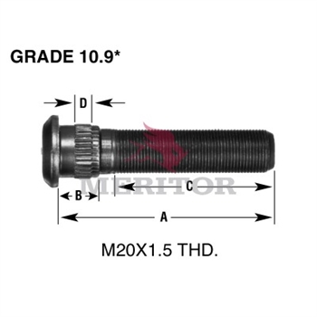 Meritor Stud P/N: 09-001825 or 09001825