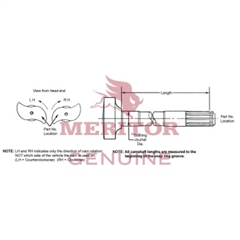 Meritor Camshaft / Rh P/N: 2210C5983