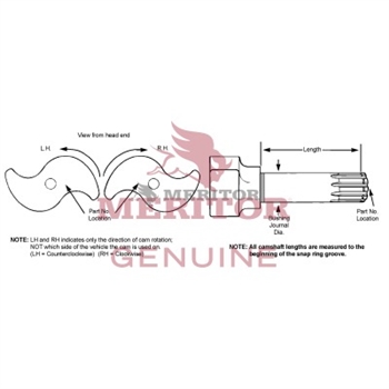 Meritor Camshaft / Lh P/N: 2210D5360