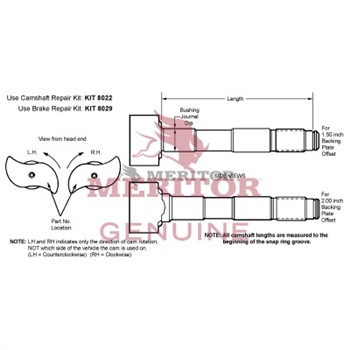 Meritor Camshaft / Lh P/N: 2210E6739