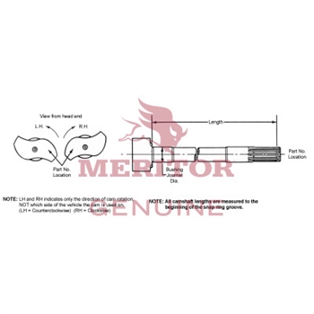 Meritor Camshaft P/N: 2210K5601