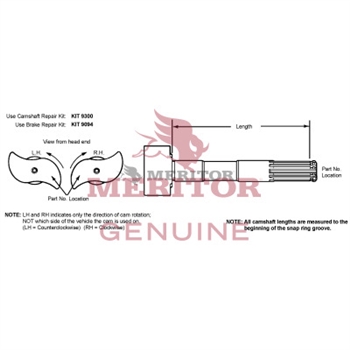 Meritor Camshaft Lh P/N: 2210X6862