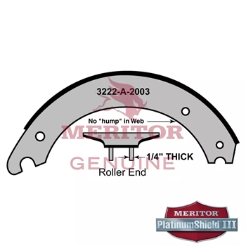 Meritor New Lined Shoe P/N: PSR3014707QP