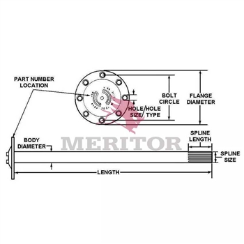 Meritor Axle Shaft P/N: 3202B7984