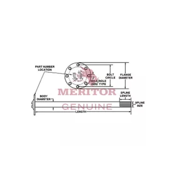 Meritor Axle Shaft P/N: 3202S9119