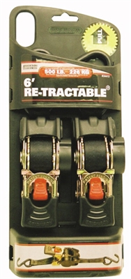 Erickson Retractable Ratcheting Tie-Down Straps (1" x 6')