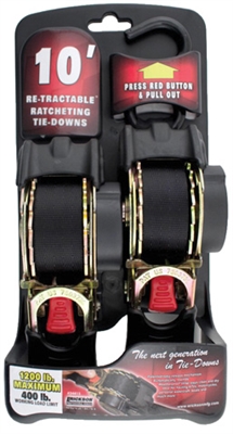 Erickson Retractable Ratcheting Tie-Down Straps (1" x 10')