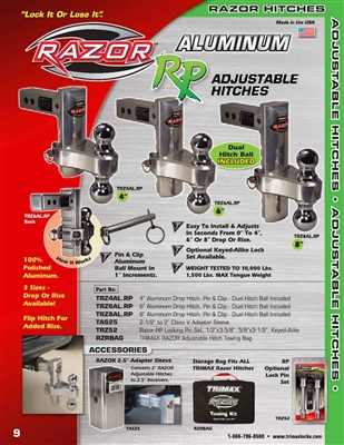 Trimax Razor RP Adjustable Pin & Clip Hitch (Polished Aluminum)