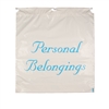 White drawstring personal belongings bag