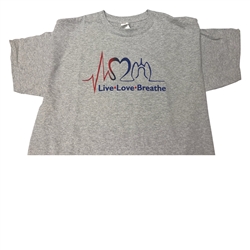 0081L Live Love Breathe Grey T-Shirt, Large (8coupons)