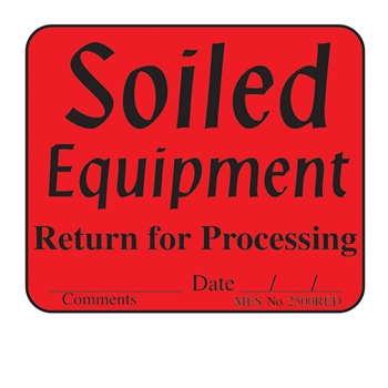 2500RED "Soiled" label in Red, 200/roll