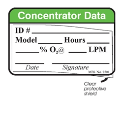 2501 "Concentrator Data" label with laminate shield, 200/roll