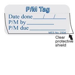 2504 "P/M Tag" label with laminate shield, 150/roll