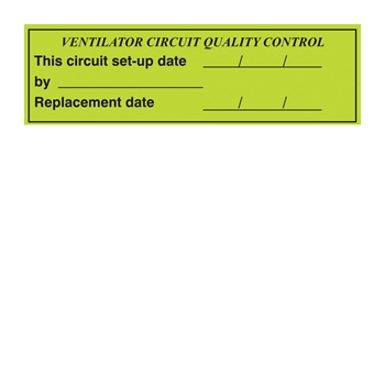 2528 "Ventilator Circuit Quality Control" label, 50/pad