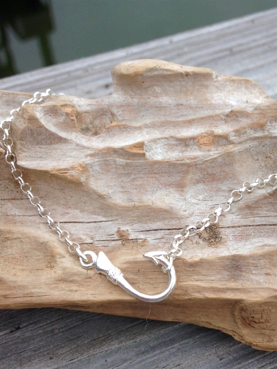 Mens Stainless Steel Fish bone Fishing Hook Pendant Necklace Chain Jewelry  Set | eBay